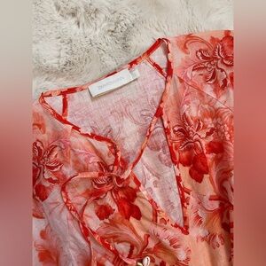 Zimmermann Lyre Palm Print Linen Midi Skirt & Cropped Top